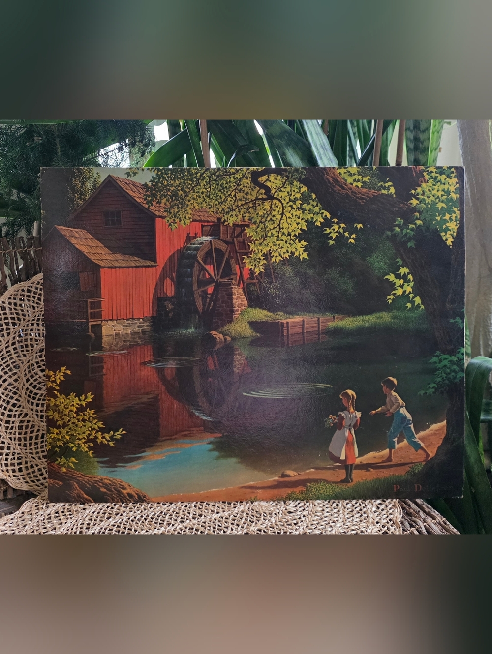Vintage Print On Cardboard USA Paul Detlefsen 16x20" "OLD MILL STREAM"